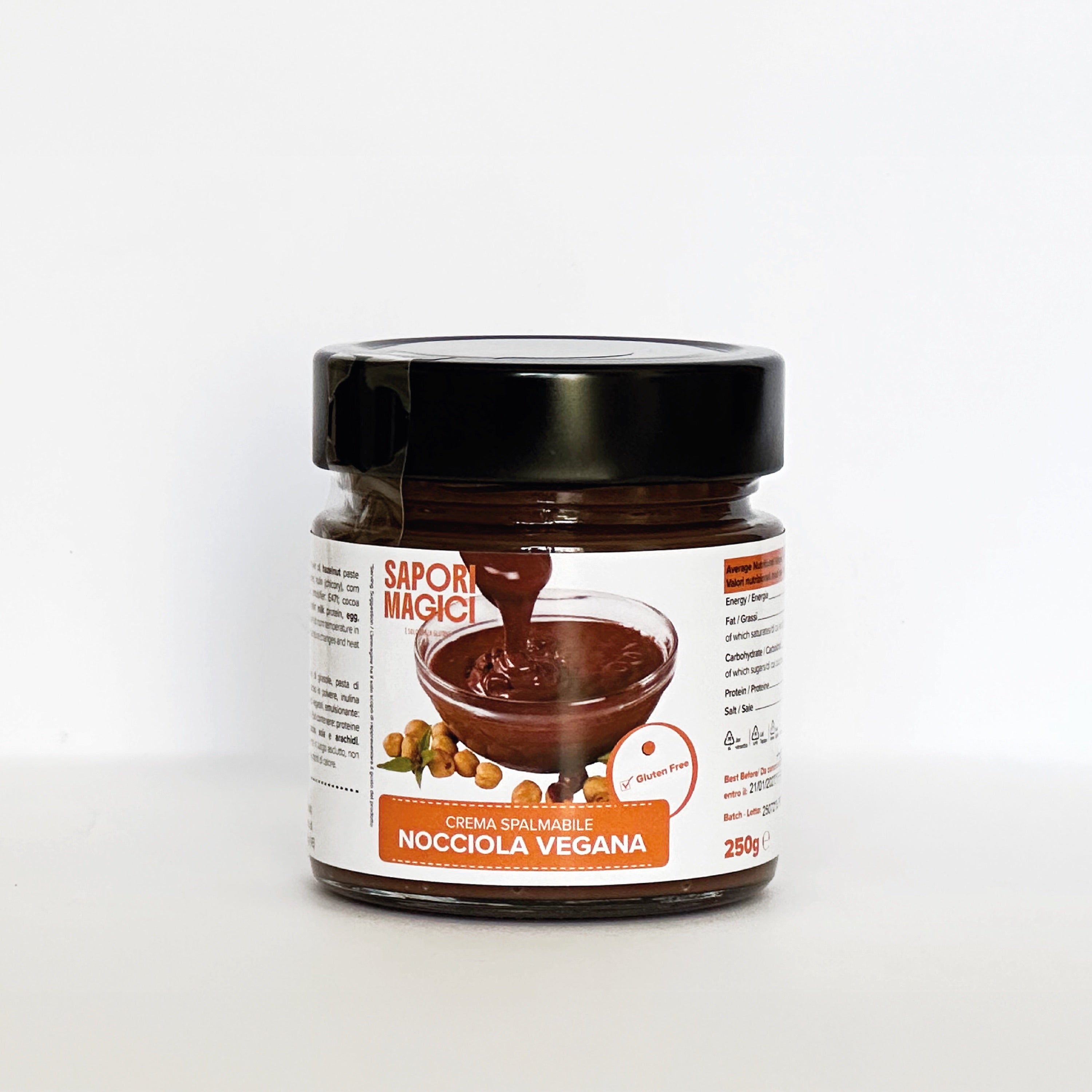 Crema spalmabile alla nocciola senza glutine e vegana